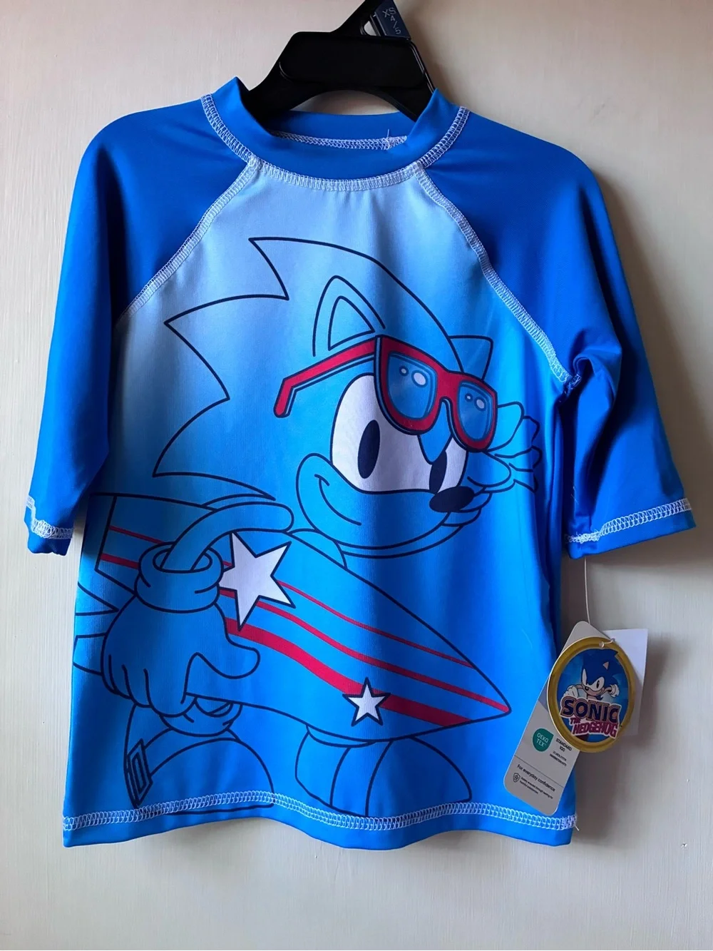 New SEGA Sonic the Hedgehog boys' short-sleeve rash guard